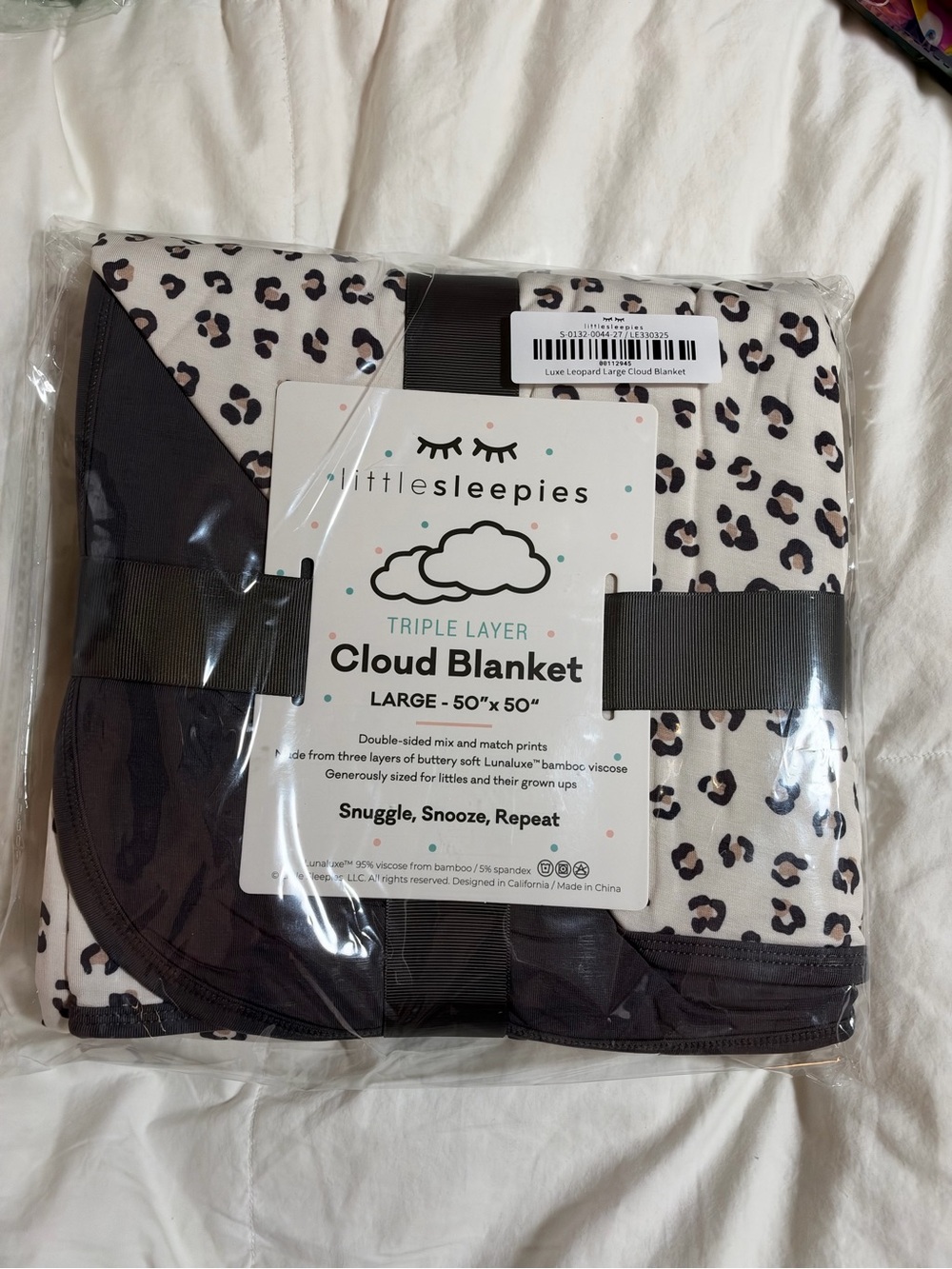 Little Sleepies Leopard Cloud Blanket in Black Trim